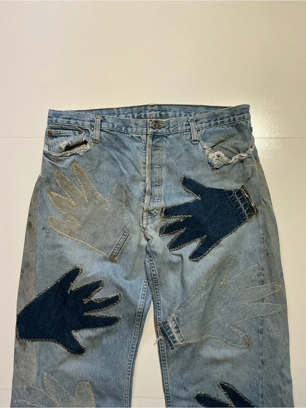 Vintage Levi’s Hands Reworked Upcycled 1 Of 1 Distressed Button Fly Denim Jeans